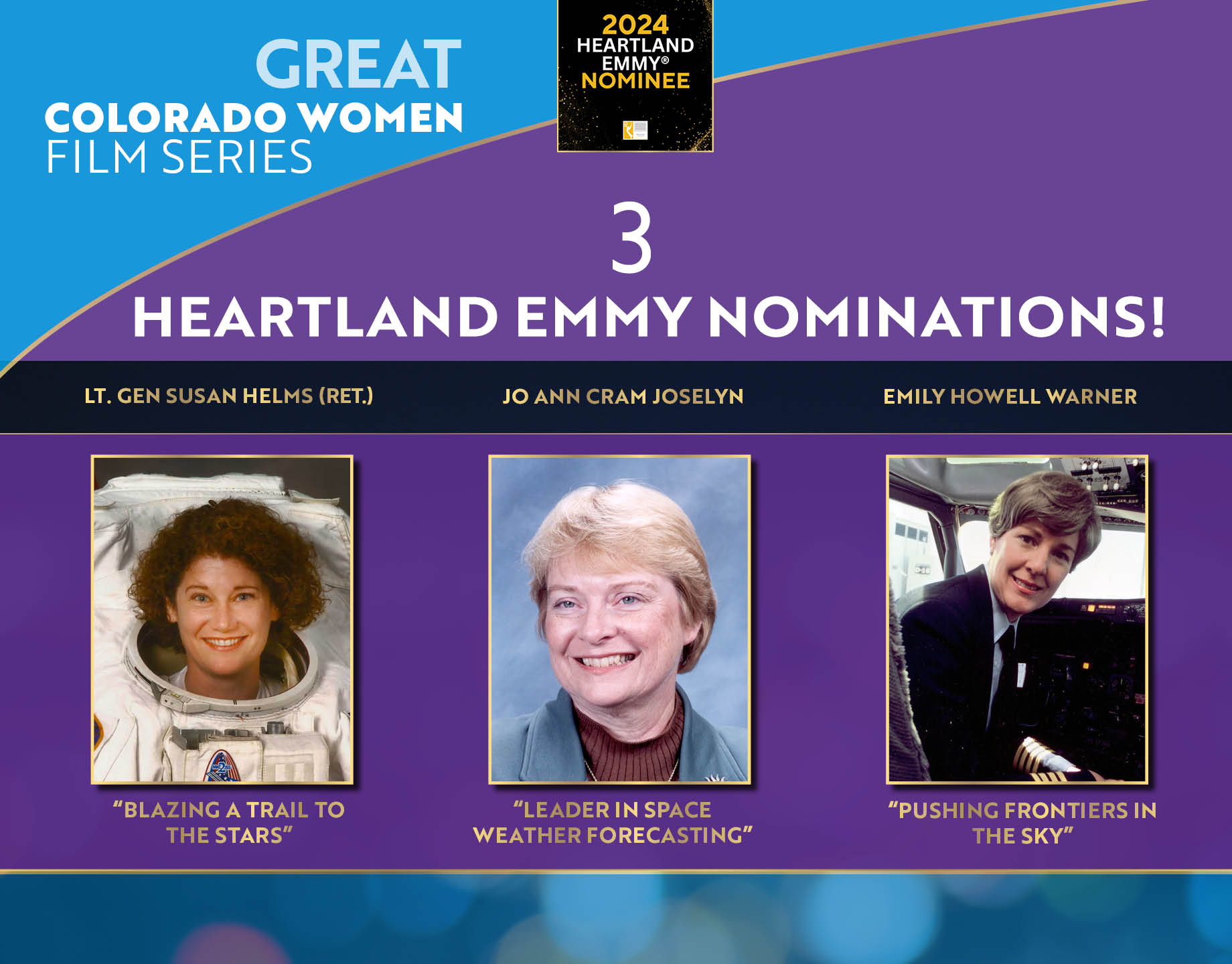 Heartland Emmy Nominations photo, Susan Helms, Jo Ann Cram Joselyn and Emily Howell Warner